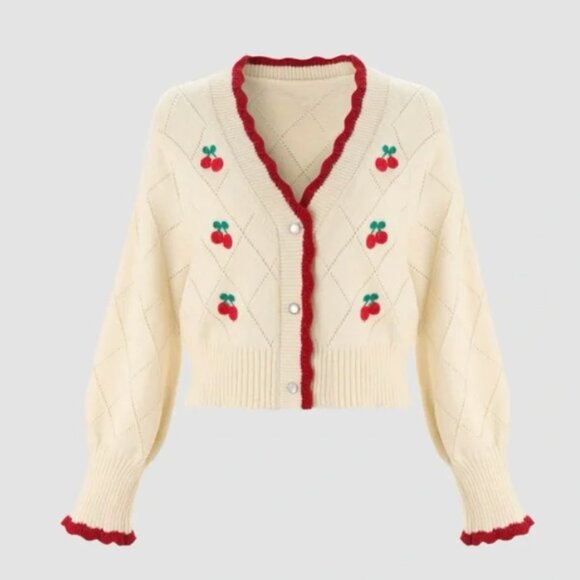 Cider Cherry Embroidered Sweater (sz L) - Picture 1 of 5